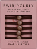 Snappee Snap Hair Ties for Thick, Natural, Curly Hair | No Slip, No Tension Pro Hair Tie | Strong Ponytail Holder (Brown) SWIRLYCURLY
