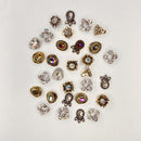 DUPOINT 30 Pcs Mixed Nail Art Rhinestones Alloy Diamonds Crystals Beads Gems Pendants Multi Style for 3D Gems Retro Charms Set, Red,Yellow,Blue DUPOINT