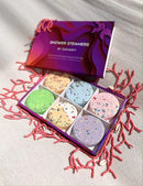 Cleverfy Aromatherapy Shower Steamers - Pack of 6 Shower Bombs. Purple Waves Set: Lavender, Cocoa & Orange, Bergamot & Mandarin, Pomegranate & Rose, Peony & Pear, Lemongrass & Coconut 8.46 OZ CLEVERFY