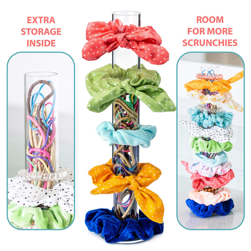 Kingdom Décor Scrunchie Holder Stand, Acrylic Scrunchy Display, 12 Inch Clear Hair Tie Accessories Organizer, Teen Girl Bracelet Organizers, Cute Room Decor for Teen Girls, VSCO Stuff Kingdom Decor