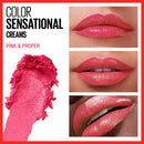 Maybelline Color Sensational Lipstick, Lip Makeup, Cream Finish, Hydrating Lipstick, Nude, Pink, Red, Plum Lip Color, Pink and Proper, 0.15 oz; (Packaging May Vary) Maybelline New York