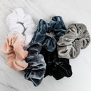 HARLOW Designer Velvet Scrunchies for hair, Big Scrunchies Velvet Packs for VSCO stuff, Hair Scrunchies - 6 Pack (Neutral) HARLOW