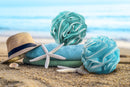 Loofah Bath Sponge XL 75g Set of 4 Ocean Colors by À La Paix - Soft Exfoliating Shower Lufa for Silky Skin - Long-Handle Mesh Body Poufs- Women and Men’s Luffas - Loufa Sponges- Full Cleanse & Lather à la paix