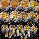 Spearlcable Holographic Nail Glitter 16 Boxes Nails Powder Nail Art Sequins Holo Shining Flakes Gold Silver Chunky Glitter Set Decals for Face Eyes Body Hair DIY Nail Art (pattern1) Spearlcable