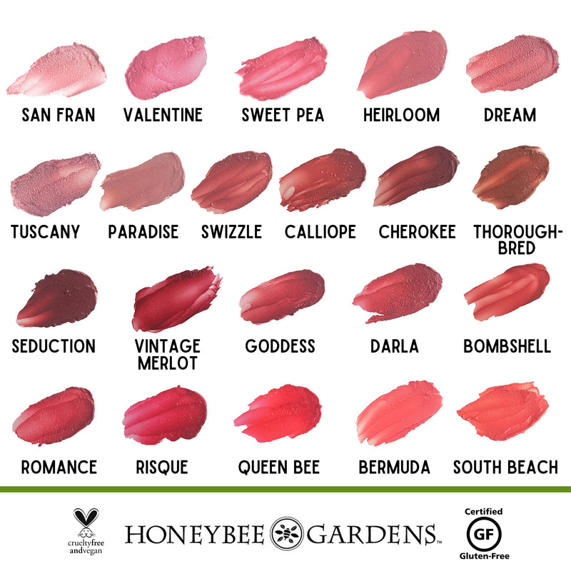 Honeybee Gardens Truly Natural Lipstick, Paradise (pink) | Vegan | Gluten Free | Cruelty Free | Naturally Hydrating & Nourishing | Long-wearing Honeybee Gardens