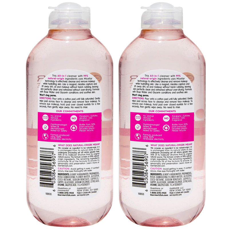 Garnier SkinCare Micellar Cleansing Water with Rose Water and Glycerin, 13.5 Ounce (Pack of 2) Water Rose Garnier SkinCare