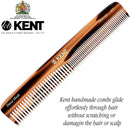 Kent 6T 6.9 Inch Double Tooth Hair Dressing Comb, Fine and Wide Tooth Dresser Comb For Hair, Beard and Mustache, Coarse and Fine Hair Styling Grooming Comb for Men, Women and Kids. Made in England KENT