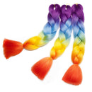 Jumbo Braiding Hair Ombre 24 inch Jumbo Braid Hair Extensions Rainbow Jumbo Box Braids Crochet Hair Long for Women Kids DIY High Temperature Synthetic Fiber 4 Tones Purple+Blue+Yellow+Orange 6 Bunldes Benehair Store