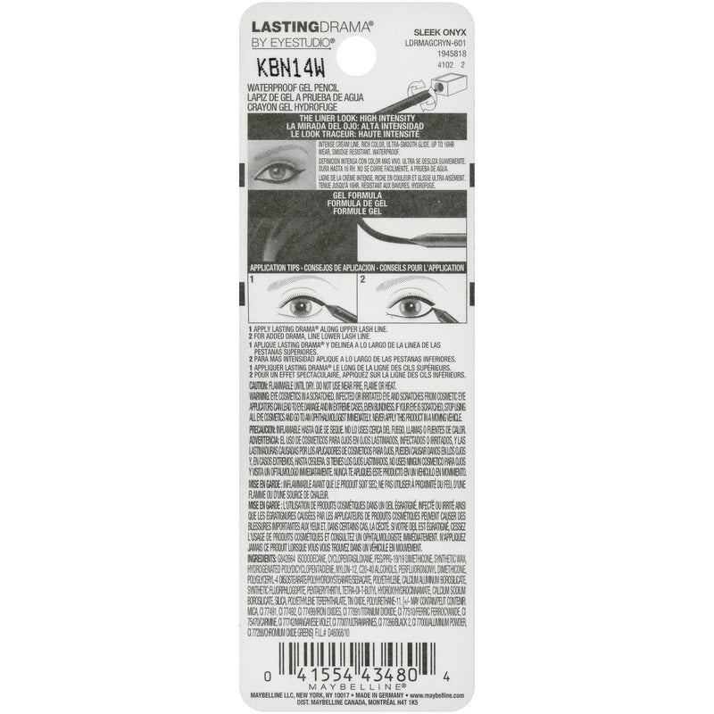 Maybelline Lasting Drama Waterproof Gel Pencil, Sleek Onyx Maybelline New York