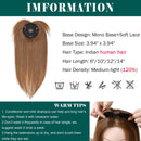 S-noilite Clip In Mono Topper with Bangs 100% Real Human Hair Crown Toppers with Wispy Bangs 10 Inch 32g Light Brown Top Hairpiece For Women with Thinning Hair/Gray Hair/Short Hair/Hair Loss