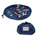 Lay-n-Go Cosmo Drawstring Makeup Organizer Cosmetic & Toiletry Bag for Travel, and Daily Use with a Durable Patented Design, 20 inch, Navy Lay-n-Go