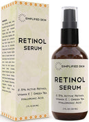 Retinol Serum 2.5% for Face & Eyes (2 oz) with Vitamin A, E, Hyaluronic Acid & Green Tea for Anti-Aging, Fine Lines & Wrinkles. Best Brightening Facial Serum for Day & Night use by Simplified Skin Simplified Skin