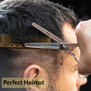 Professional Thinning Shears 6 Inch with Extremely Sharp Blades, 440C Steel Thinning Scissors, Durable, Smooth Motion & Fine Cut, Hair Scissors with Elegant Sheath, Cleaning Leather & Key Fagaci