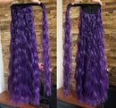 20" 22" 24" Long One Piece Straight Curly Wavy Clip in Wrap around Ombre Ponytail Hairpieces (24" Curly-Purple(120g)) DevaLook Hair Extension