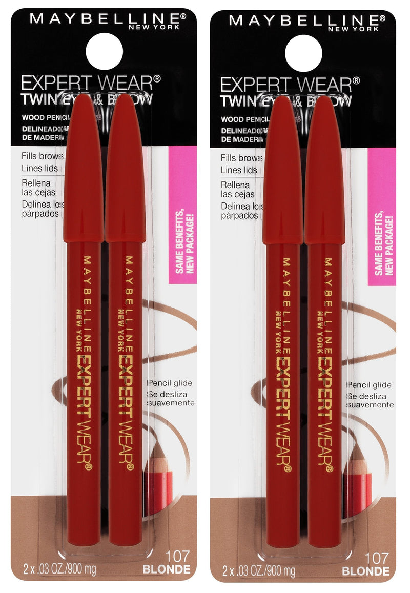 Maybelline New York Expert Wear Twin Brow & Eye Pencils Makeup, Blonde, 2 Count (Pack of 2) Maybelline New York