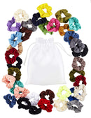 Scunci "The Original Scrunchie" Comfy, Colorful Waffle Knit in a Convenient Drawstring Storage Bag, Assorted, 36 Count Scunci