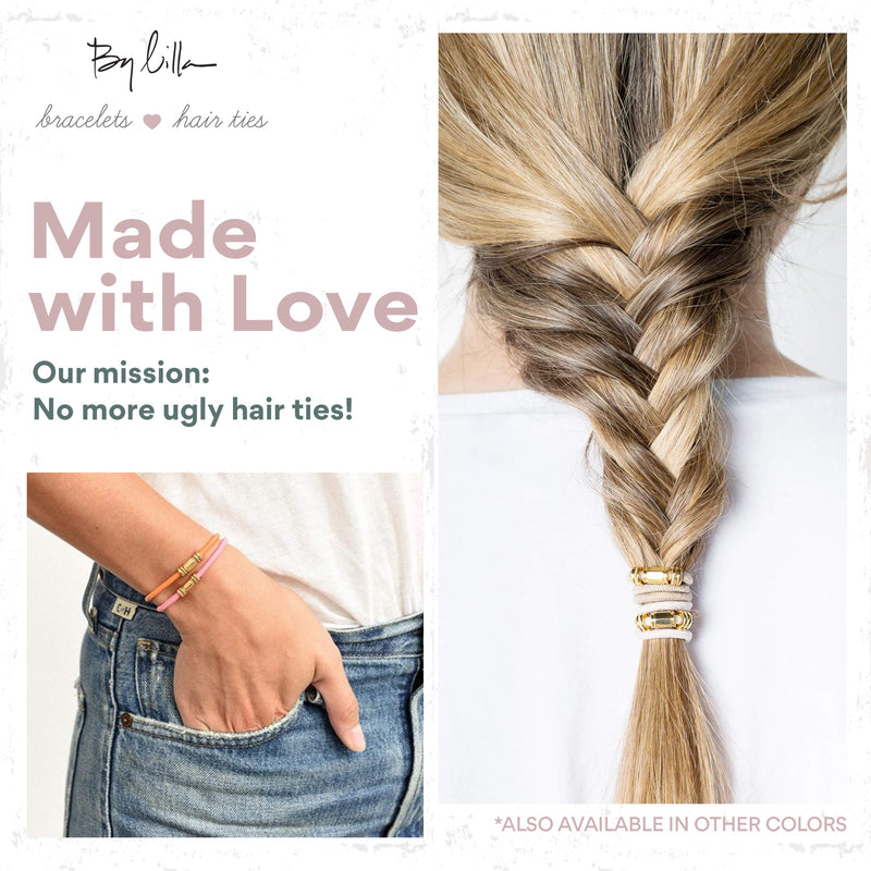 By Lilla Barre Elastic Hair Ties and Bracelets | Set of Two Hair Tie-Bracelets | Hair Accessories for Women | No Crease Hair Ties & Women’s Bracelets (Silver (Starfish/Bellflower)) By Lilla