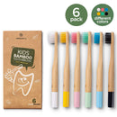 Greenzla Kids Bamboo Toothbrushes (6 Pack) | BPA Free Soft Bristles Toothbrushes | Eco-Friendly, Natural Bamboo Toothbrush Set | Biodegradable, Compostable & Organic Charcoal Wooden toothbrushes GREENZLA