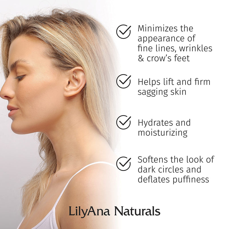 LilyAna Naturals Eye Cream - Made in USA, Eye Cream for Dark Circles and Puffiness, Under Eye Cream, Anti Aging Eye Cream - 1 oz (1-pack) LilyAna Naturals