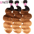 UNice Ombre Body Wave Human Hair 3 Bundles Brazilian Remy Hair Weaves Extensions T1B427 Color 18 18 18 inch UNICE Store