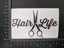 Hair Stylist Decal 4 Pack: Love, Heart, Comb and Scissors, Hair Life (Hairstylist Black, Small ~3.5") Slaced