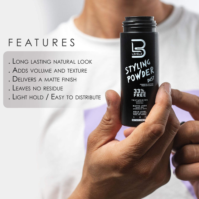 Level 3 Styling Powder - Natural Look Mens Powder L3 - Easy to Apply with No Oil or Greasy Residue - Level Three Delivers Matte Finish L3