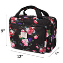 Large Hanging Travel Cosmetic Bag For Women - Versatile Toiletry And Cosmetic Makeup Organizer With Many Pockets (Black roses) Bag&Carry