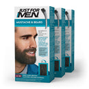 Just For Men Mustache & Beard, Beard Coloring for Gray Hair with Brush Included for Easy Application, With Biotin Aloe and Coconut Oil for Healthy Facial Hair - Deep Dark Brown, M-46, 3 Pack Just for Men