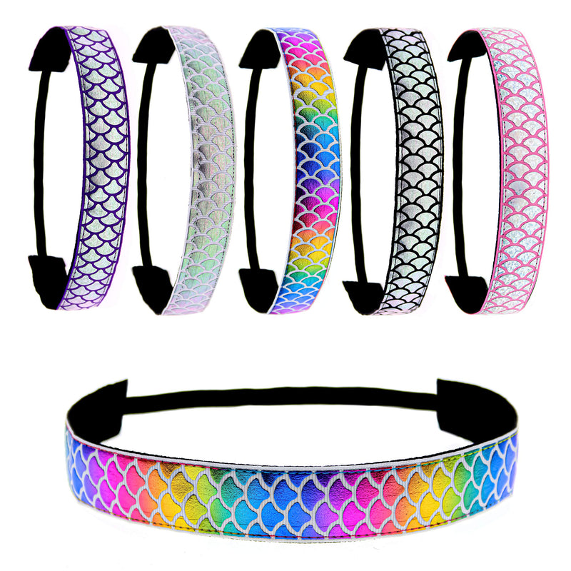 FROG SAC 6 PCS Mermaid Elastic Headbands for Girls, Adjustable Non Slip Headband Hair Accessories for Kids, Stretch No Slip Head Bands for Preteen, Girl Mermaids Birthday Party Favors FROG SAC