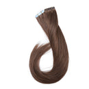 Benehair Human Hair Tape in Remy Hair Extensions Light Brown 12 inch Highlighted Seamless Invisible Skin Weft Tape ins Long Straight Hair 20pcs 50g Double Sided Tapes