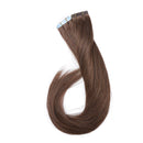 Benehair Human Hair Tape in Remy Hair Extensions Light Brown 12 inch Highlighted Seamless Invisible Skin Weft Tape ins Long Straight Hair 20pcs 50g Double Sided Tapes