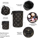 Jadyn B Cinch Top Compact Travel Makeup Bag and Cosmetic Organizer for Women (Deco Frond) Jadyn B