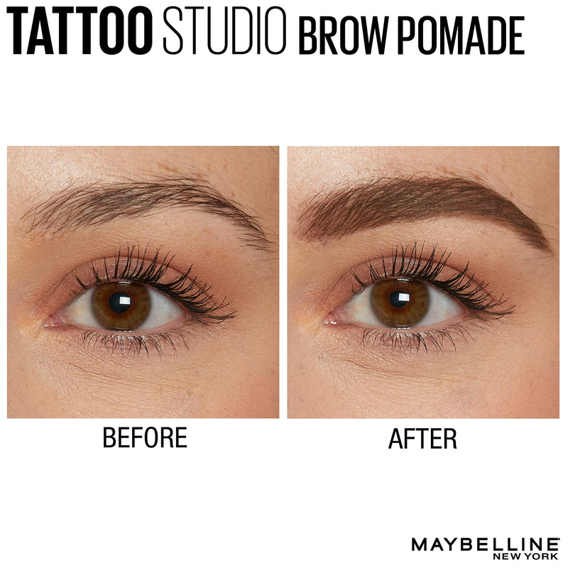 Maybelline TattooStudio Brow Pomade Long Lasting, Buildable, Eyebrow Makeup, Medium Brown, 1 Count Maybelline New York
