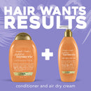 OGX Strength Length + Golden Turmeric Conditioner with Milk to Soothe Scalp Nourish Hair, Ayurveda SulfateFree Surfactants for Stronger Longer Hair, Coconut, 13 Fl Oz OGX
