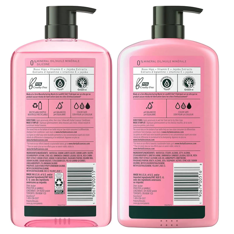 Herbal Essences Shampoo & Conditioner Set, Smooth Collection, Paraben-Free, Color-Safe, with Rose Hips & Vitamin E, 29.2 Fl Oz Each, 2-Pack Infinity Warehouse