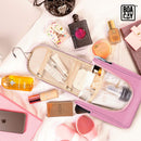 Premium Small Hanging Travel Toiletry Bag for Women and Men, Hygiene Bag, Bathroom and Shower Organizer Kit with Elastic Band Holders for Toiletries, Cosmetics, Makeup, Brushes (Small) BOACAY