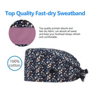 QBA Adjustable Working Cap with Button, Cotton Working Hat Sweatband, Elastic Bandage Tie Back Hats for Women & Men, One Size QBA