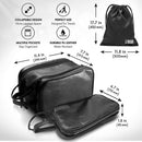 Toiletry Bag for Men or Women - Dopp Kit For Travel. Large Cosmetic and Bathroom Shaving Bag. Toiletry Organizer PU Leather by QS USA (Large, Black) QS