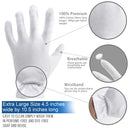 Extra Large, XL Moisturizing White Gloves for Men Overnight Bedtime Cotton Cosmetic Inspection Premium Cloth Quality Eczema Dry Sensitive Irritated Skin Spa Therapy Secure Wristband Gaxcoo