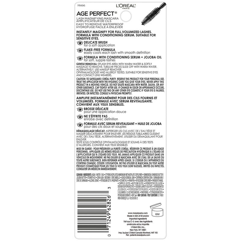 L'Oreal Paris Age Perfect Lash Magnifying Mascara, WATERPROOF Black, 0.28 Ounces L'Oreal Paris