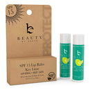 SPF Lip Balm - SPF 15 Reef Safe Lip Sunscreen, Natural & Organic Lip Balm with SPF, Lip Balm With Sunscreen, Sunscreen Chapstick Lip Balm for Men, Women and Children - Key Lime -2 Tubes Beauty by Earth Store
