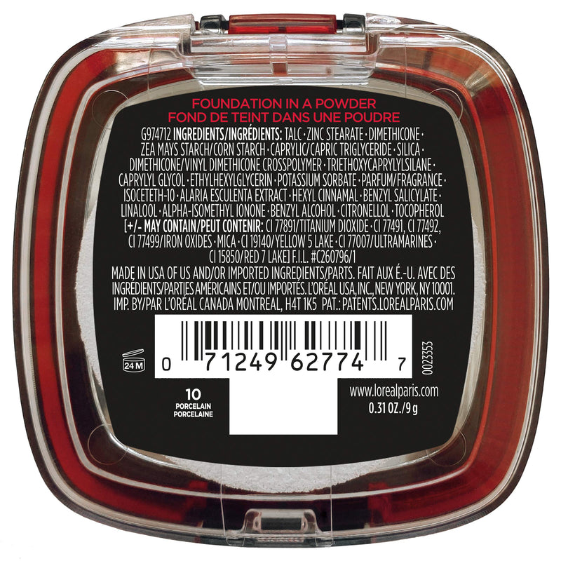 L'Oreal Paris Makeup Infallible Fresh Wear Foundation in a Powder, 010 Porcelain, 0.31 Fl Oz L'Oreal Paris