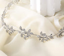 BABEYOND Bridal Headpiece Handmade Wedding Hair Vine Crystal Floral Leaf Headband with Lace Ribbon BABEYOND