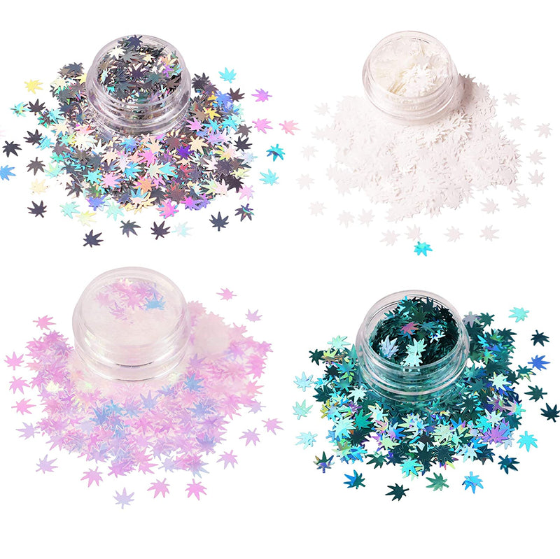 Multicolored - Leaf Glitter - Sample Pack - Solvent Resistant & Cosmetic Grade - Festival Rave Makeup Face Body Nails Resin Arts & Crafts - Weed, Pot Electric Bliss Beauty Store