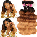 UNice Ombre Body Wave Human Hair 3 Bundles Brazilian Remy Hair Weaves Extensions T1B427 Color 18 18 18 inch UNICE Store