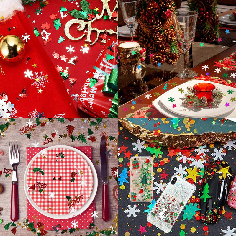 24 Boxes Nail Art Sequins, Tingbeauty Heart Shape Star Snowflake Christmas Tree Laser Sequins, Flakes Colorful Confetti Nail Glitter for DIY Design Face Body Make Up Christmas Decorations Tingbeauty
