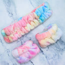 FROG SAC Tie Dye Spa Headband For Washing Face And Matching Wristbands, Teen Girls Fuzzy Skincare Headbands, Kids Soft Facial Makeup Head Band, Shower Skin Care Girl Hair Sleepover Party Supplies FROG SAC