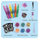 Temporary Glitter Tattoo Hair Color Dye Combo Kit for Girls, Funkidz Teens Makeup Kit Includes Hair Chalk Pens Braid Beads Supplies Stuff for Girls FUN KIDZ