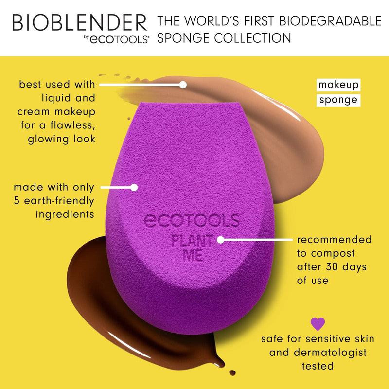 EcoTools, BioBlender by Natural Makeup Blender Beauty Sponges for Liquid and Cream Foundation, Purple EcoTools Store