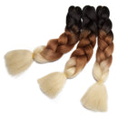 Ombre Jumbo Braiding Hair 24 inch Jumbo Braid Hair Extensions Jumbo Box Braids Crochet Hair Long for Women Kids DIY High Temperature Synthetic Fiber 3 Tones Black+ Brown+ Blonde 6 Bundles Benehair